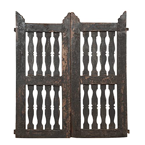 Cancelletto in Legno per Esterno 112x4x100 cm Cancello Giardino con Doppia Anta Vintage restaurato