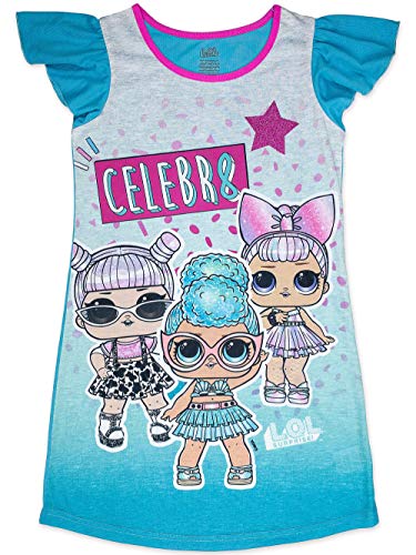 L.O.L Surprise! Girls Pajama Set, Pajama Dress with Slippers, Rocker Diva and MC Swag, Pink, Girls Sizes 4-5 to 10-122