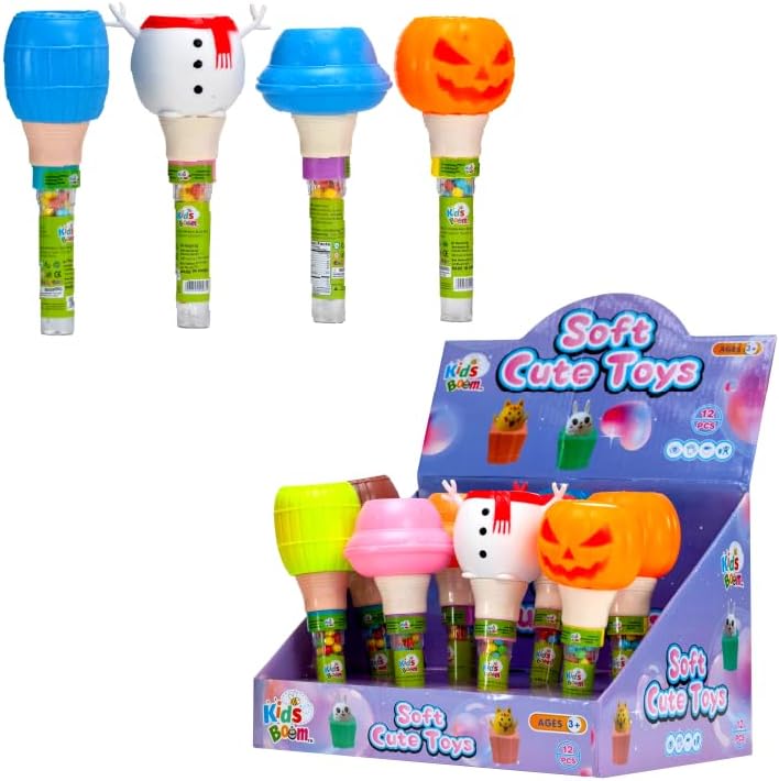 ソフトでかわいいキャンディートイ - 12個パック スクイーズフィジェットトイ、ハロウィンキャンディディスペンサー&amp;バルクパ