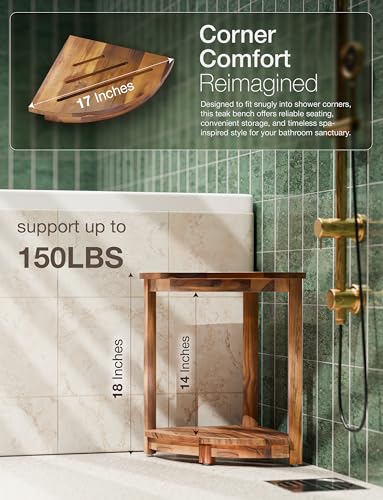 Tabouret de salle de bain compact en teck pour petit espace