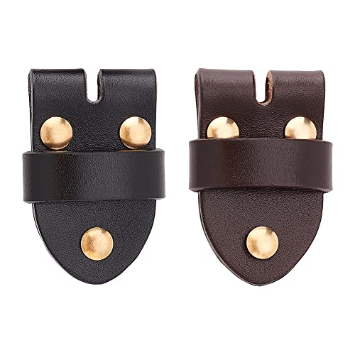 FINGERINSPIRE 2 Pcs Men's Pin Buckle Head 66.5x45x21mm Black & Brown Retro Belt Buckle with Brass Screw Rivets Leather Belt Replacement Link Buckle Belt Head for DIY Leather Craft Sewing Accessories