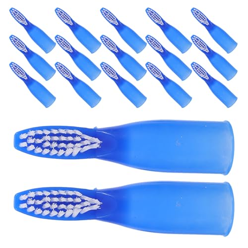 Brosses à dents de doigt jetables en PBT bleu | Lot de 100 mini brosses compactes