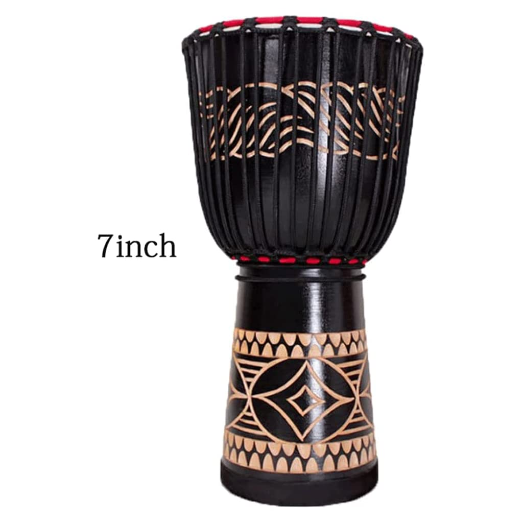 LIOONS Tambour Classique Tambour à Main Tambour à Main Gravure Noire Djembes Instrument à Percussion Tambour Adulte Musique Kit de Batterie Caisse Claire