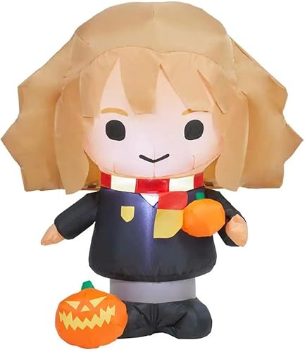 Halloween Hermione inflable de 3 pies con calabaza, decoración negra para interiores y exteriores