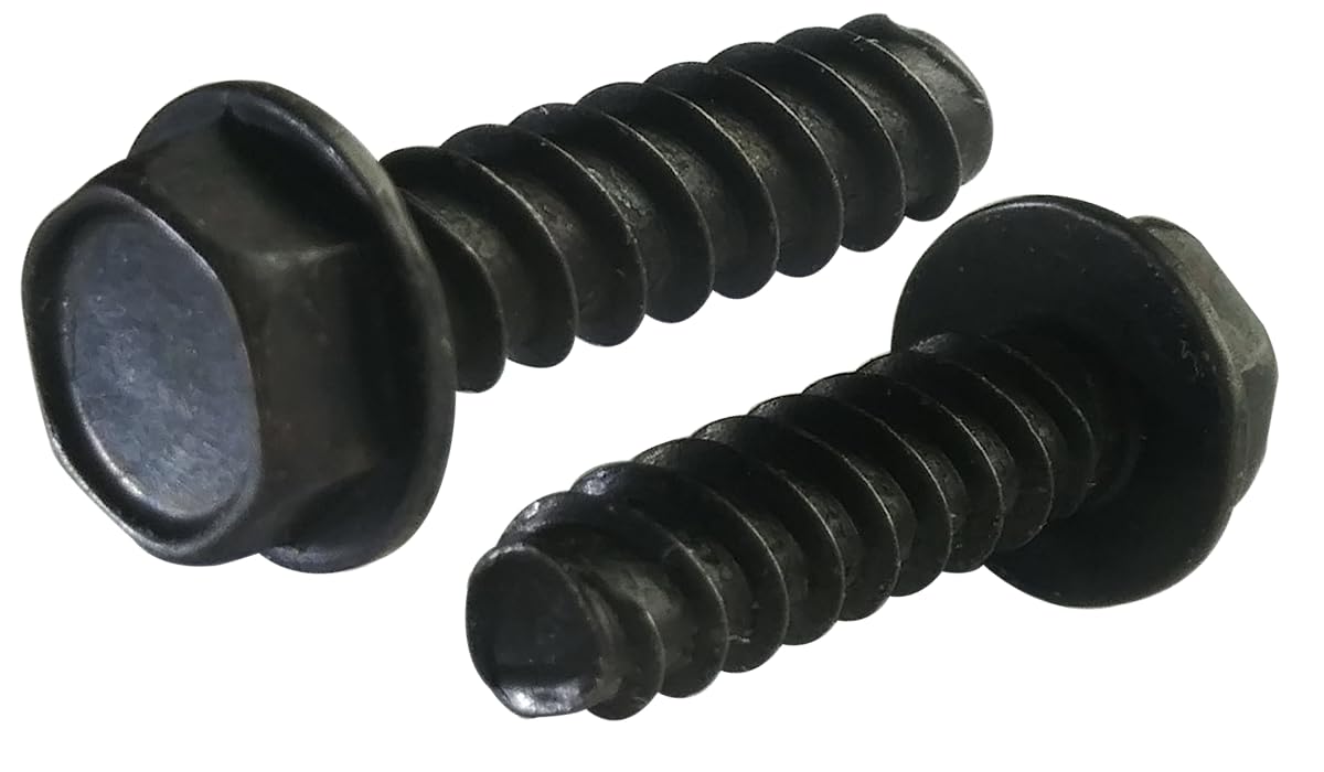 #8 x 5/8" Thread Forming Screws for Plastics (48-2) / Unslotted/Hex Washer Head/Steel/Black Oxide (2000 pcs)