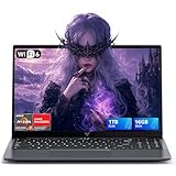 Tivique 15.6 Inch Gaming Laptop with AMD Ryzen 7 5825U (Processor up to 4.5GHz) 8C/16T - 16GB RAM DDR4*2 + 1TB M.2 SSD, 1080 HD Display, HDMI, BT5.2,USB3.2,Type-C,Dual Speakers,65W Fast Adapter,WiFi 6