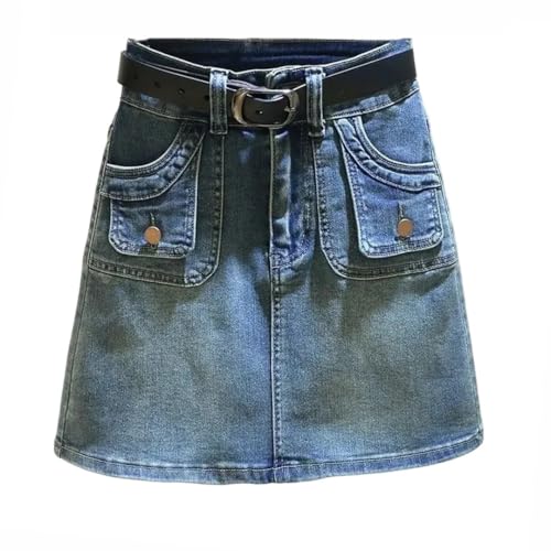 Women's Tight Solid Zipper High Waist Short Mini Denim Skirt