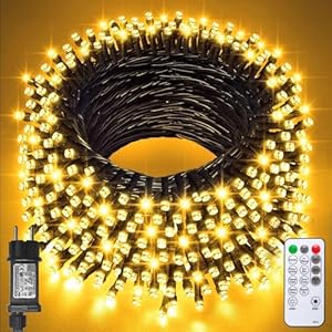 Jsdoin 100/200/300/400/600er Led Lichterkette Außen, Wasserdicht 8 Modi Warmweiß Lichterkette Innen Strom mit Timer Speicherfunktion für Weihnachten Party, Weihnachtsbaum, Garten, Hochzeit