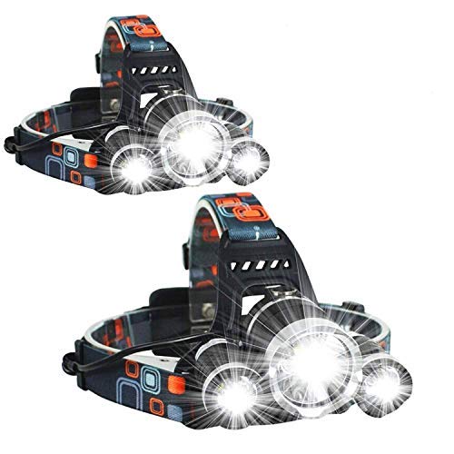 Newest Headlamp Flashlight 10000 Lumen,Best IMPROVED LED with Rechargeable Battery, Bright Head Lights,Waterproof Hard Hat Light,Fishing Head Lamp,Hunting headlamp,Camping headlamp (2Pack Headlamp)