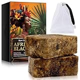 African Black Soap, Afrikanische Schwarze Seife, Bio Handgemacht Afrikanische Schwarze Seife, Naturseife mit Sheabutter, Kokos und Palmkernöl, Gesichtsseife, Körperseife, Haarseife, 100g (2)