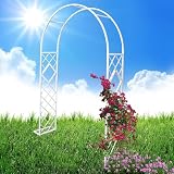Générique Arche à rosiers métal Arche de Jardin métallique 1.4m 1.8m 2.4m 2.8m 3.4m Arceau à rosiers pour Plantes grimpantes,Tuteur Colonne de Jardin en Métal Treillis Mariage(Blanc,W3.4m x H2.3m)