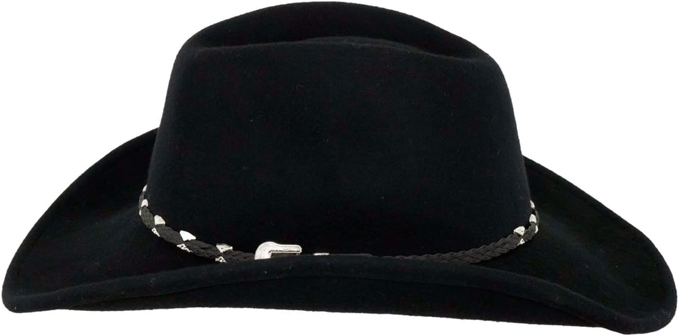 Outback Trading Unisex Adult's Wallaby Durable Wool Western Cowboy Hat with Wire Brim & Hatband with Buckle