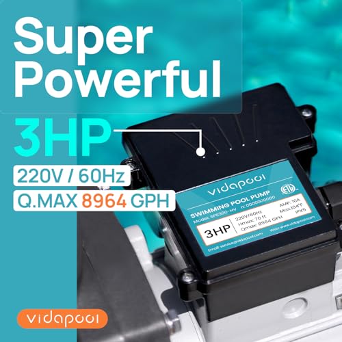 Image of 3HP In /Above Ground Pool Pump, 8964GPH Single Speed High Flow 220V Powerful Self Primming Swimming Pool Pumps with Filter