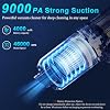 Aspiradora de mano para auto KMM, aspiradora portátil y soplador de aire | Succión fuerte de 9000PA, inalámbrica, alta potencia de 120W, múltiples boquillas y luz LED, para hogar, auto, oficina, mascotas 6