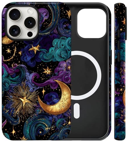 Coque iPhone 16 Pro Max MagSafe antichoc lune étoile nuage TPU