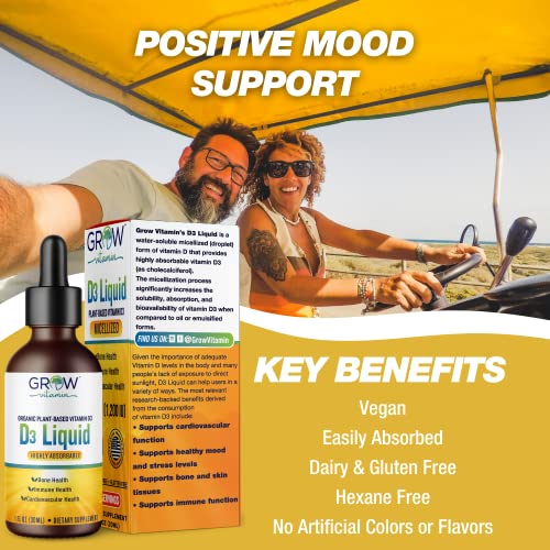 Micellized D3 Liquid, For Children, Infants & Adults, 1200 Iu, Plant-Based, Highly Absorbable, Water Soluble Vitamin D3, Support For Bone, Cardiovascular, And Immune Health - 750 Servings #TOP3