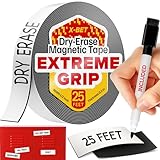 X-bet MAGNET Magnetic Strips - 1 Inch x 25 Feet Magnetic Tape Roll - Blank Write On Magnets - Sticky Labels and Stickers - Writable Flexible Magnet Sheet for Whiteboards, Refrigerator and Crafts