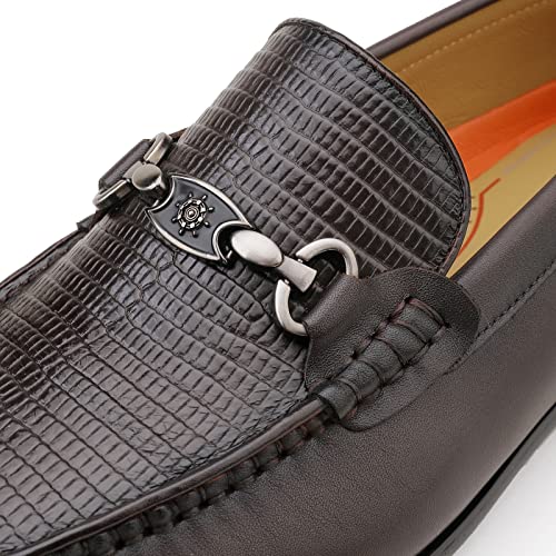 Mens Genuine Dress Shoes, Premium Crocodile Print Leather Slip-on Casual Shoes Penny Loafers for Mens, Black3