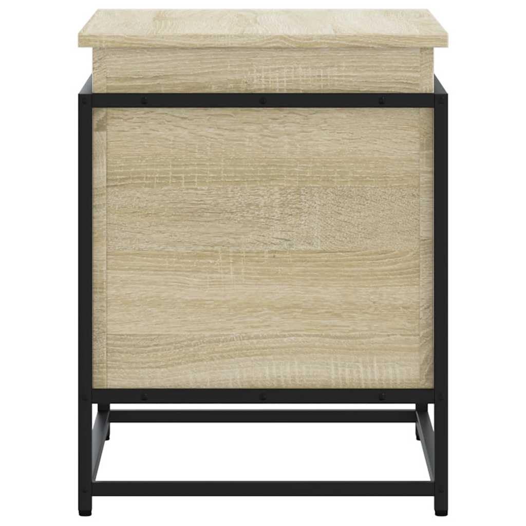 Aufbewahrungsbox mit Deckel 60x40x51,5 cm Sonoma-Eiche Holzwerkstoff Truhe Spielzeugkiste mit Metallgestell für Wohnzimmer