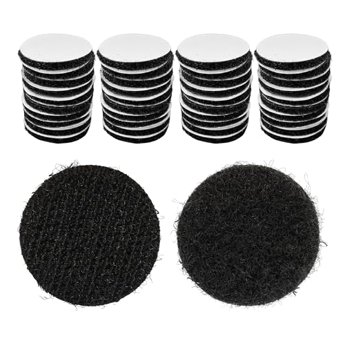 Image of 40 Pairs 1 Inch Round Hook and Loop Dots, Double Sided Self Adhesive Tape, Black Nylon Sticky Fasteners for Home, Office, Wall Decor, Carpet Gripper, DIY Projects