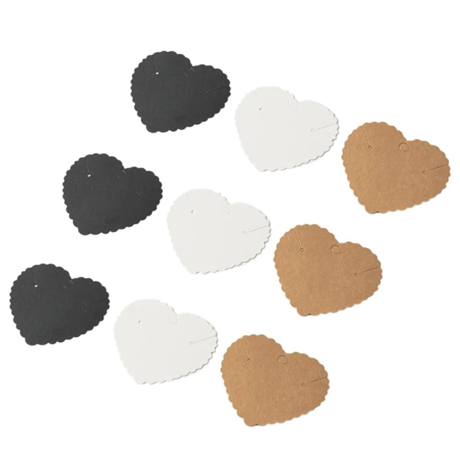 EDvkrgqx Earrings Necklace Display Cards, Earring Display Cards 500pcs Heart Shape Multicolor Jewelry(White Heart)