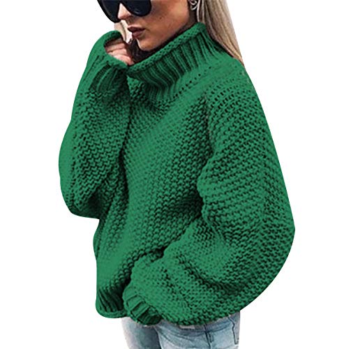 ODOKEI Tejer suéteres holgados de los puentes de cable de punto Puentes para Mujeres M (busto 124 CM) Verde