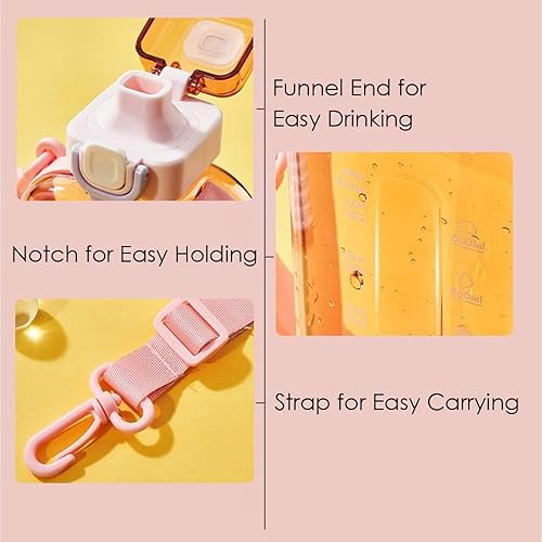 Miniatura 10 de Botella de agua cuadrada de gran capacidad para deportes y fitness (negro)