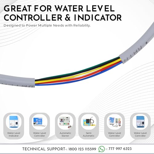 Image of RATNOTECH 6 Core Copper Wire for Water Level Controller & Indicator (20 Meters) | Premium Tinned Multistrand Copper Cable | Virgin PVC Insulated, Color-Coded, Durable Tank & Industrial Use - Grey