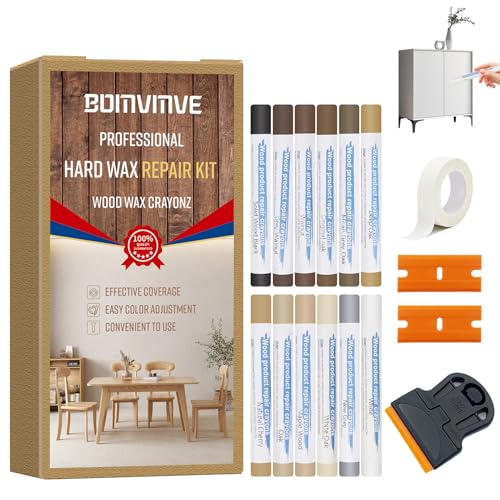 BOMVMVE Kit Réparation Parquet 12 Couleurs, Rebouche Bois, Pate a Bois Rebouchagez, Mastic Bois, Kit Reparation Carrelage pour Stratifié, Bois, PVC, Carrelage, Meubles