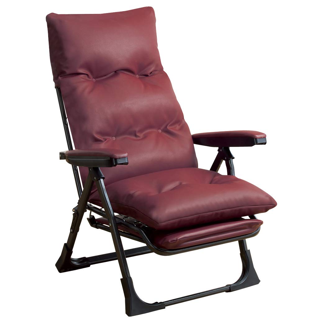 折り畳み可能　リクライニングチェア　ワインレッド 楽天市場】【直送品】 組立不要 くつろぎのリクライニングアーム