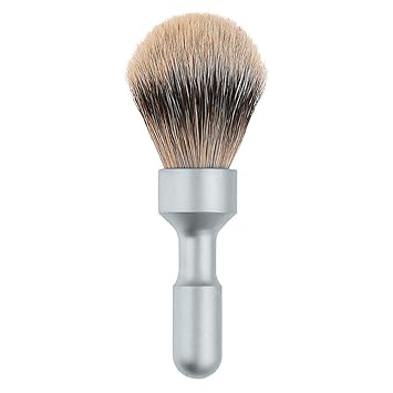 MERKUR Shaving Brush in Matt Chrome 1700, Natural Badger Hair,