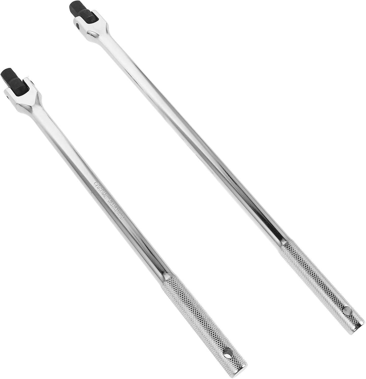 2pcs 1/2 Inch Drive Flex Handle Breaker Bar Set, 15 and 18 Inch Long Handheld Socket Wrench Extenders for Car Wheel Repair and Manual Tire Changing