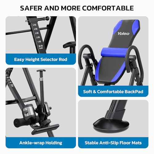 Image of YOLEO Gravity Inversion Table for Back Pain Relief 2026 New Inversion Table w /Lumbar Support Easy to Assemble Back Stretcher Machine 300 lbs