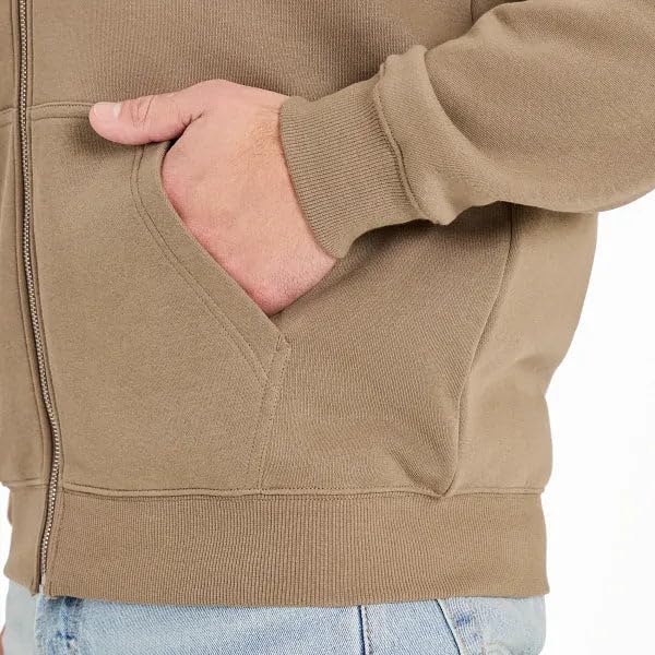 Life is Good. Men's Crafty LIG Stacked Good Vibes Fleece Zip Hoodie, Mushroom Brown4