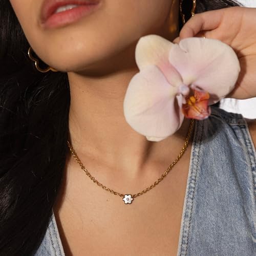 Collana Hope PURELEI® (oro, argento, oro rosa), Collana donna in acciaio inossidabile e resistente, Gioielli waterproof di tendenza con pietra, lunghezza regolabile 40/45 cm (Oro rosa