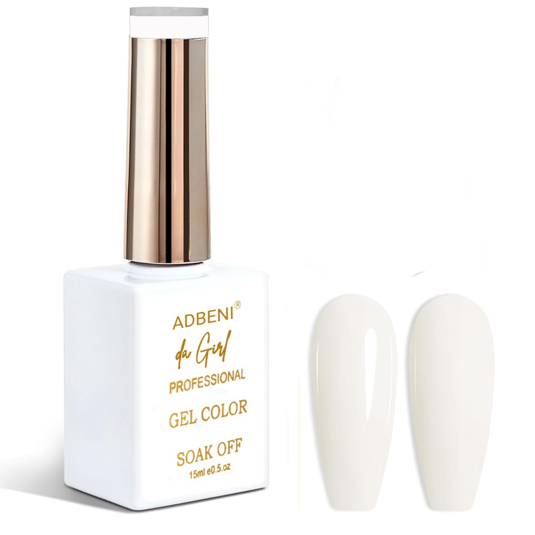 Adbeni Imported Professional UV/LED Soak-Off Gel Nail Polish 15ml | Long-Lasting, Glossy Finish, Chip-Resistant & Easy to Apply for Salon Like Beautiful Nails (White)-image-1