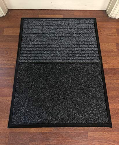 TIENDA EURASIA® Felpudo - Alfombra Desinfectante Calzado para la Entrada - 3 en 1 - Base de Caucho con 2 Divisiones + 2 Moquetas (Desinfección - Secado) - 60x80 CM - Fabricado en España (Antracita)