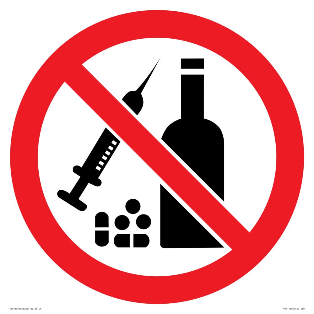 P908 Prohibition: No alcohol or drugs Sign - 300x300mm - S30