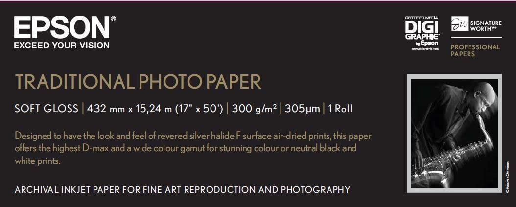 Epson C13S045054 tradycyjny papier fotograficzny atramentowy 330 g/m2 432 mm x 15 m 1 rolka
