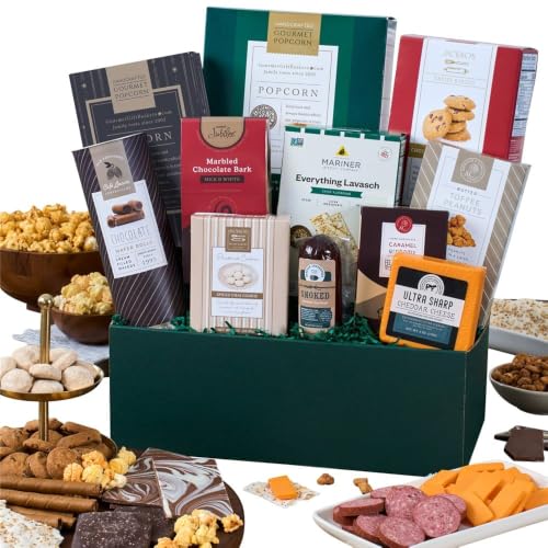 Snack Gift Basket Premium of Meat, Cheese, Cookies, Chocolate and...