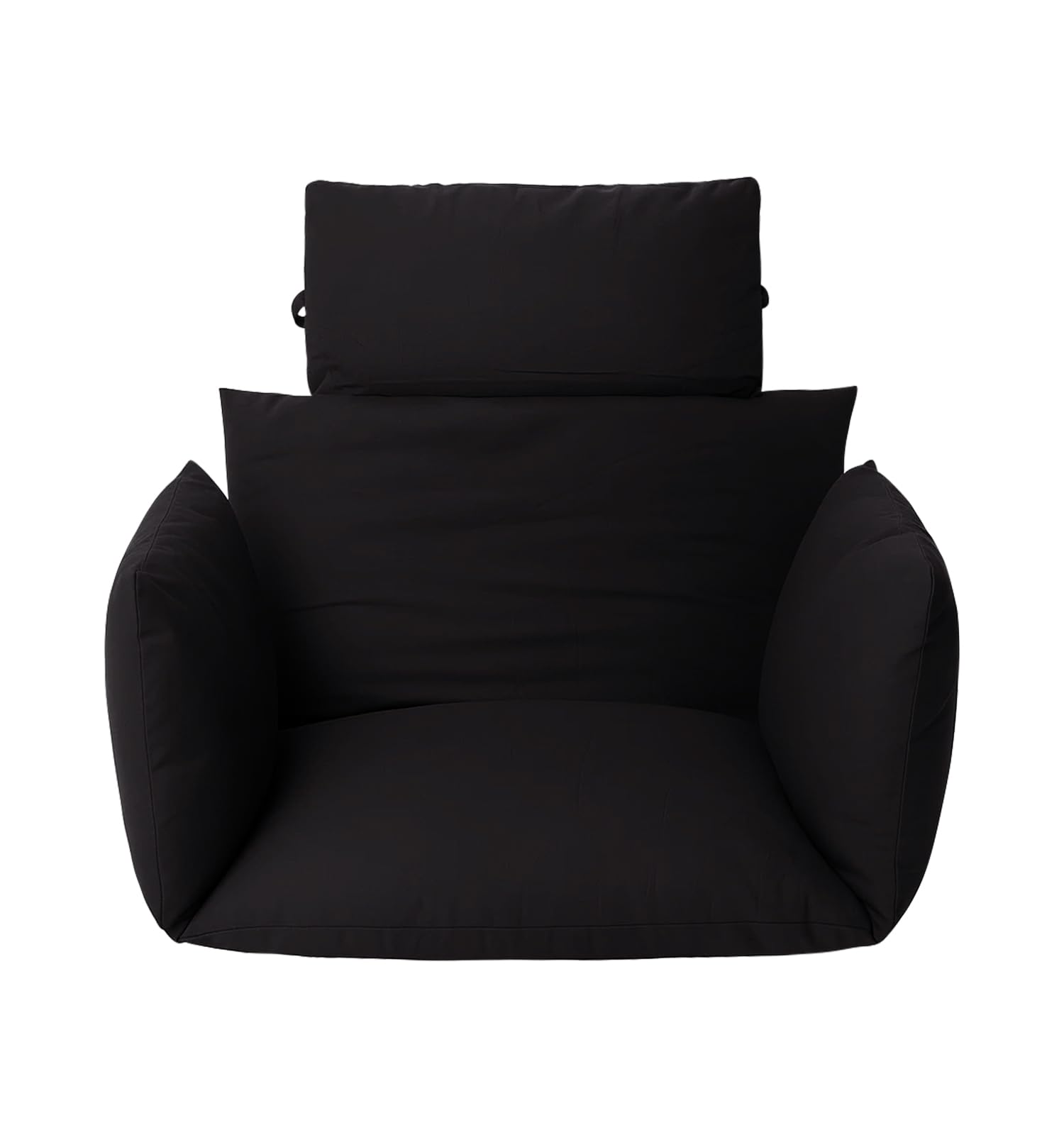 FERNVALE Premium Outdoor Hanging Swing Chair Cushion Set — Thick PP Cotton Filled Waterproof Hanging Chair Cushion for Egg Chair, Patio & Balcony with Anti-Slip Ties (Black)
