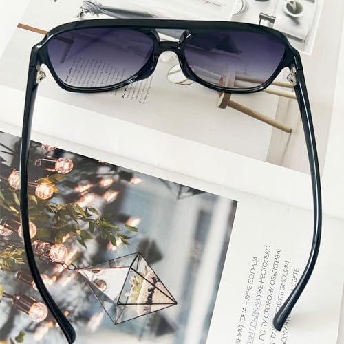 Retro Square Sunglasses for Women and Men Vintage UV400 Classic Large Double Bridge Sun Glasses Aviator Sunglasses4