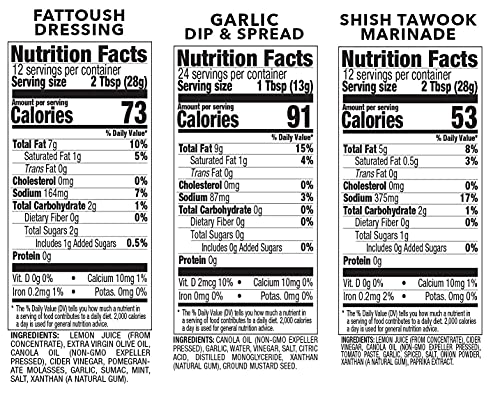 image for Teta Foods Garlic Dip & Spread, Shish Tawook Marinade, and Fattoush Dr