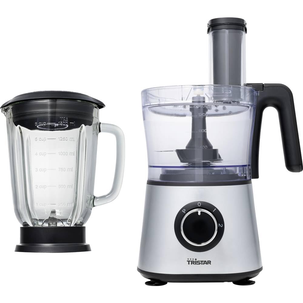 Tristar MX-4823 Robot da cucina multifunzione, 1.5 litri, 2 contenitori inclusi, Frulla, Tritatutto, Affetta, Gratuggia, lame in acciaio inox
