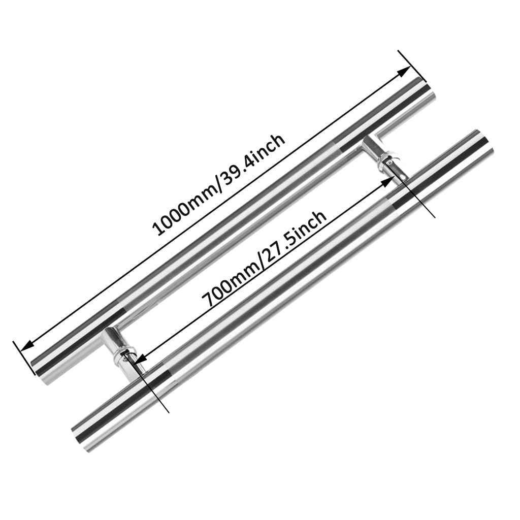 Manilla de Puerta de Acero Inoxidable Cepillado Estilo, Manilla para Puerta de Madera Comercial, Puerta corredera de Granero, 500/600/800/1000/1200 mm de larg,-100cm/39.4inch