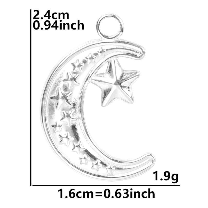 Jude Jewelers Stainless Steel Moon Crescent Star Style Wedding Statement Vacation Birthday Pendant Necklace2