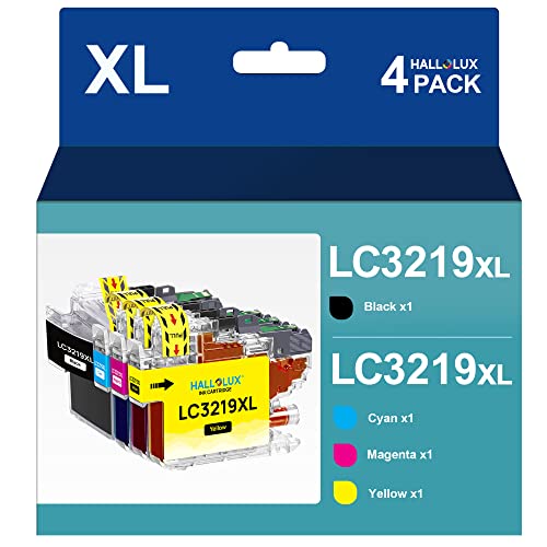 HALLOLUX LC3219XL Ink Cartridges High Yield Replacement for Brother LC3219 LC3217 XL, Black Cyan Magenta Yellow, Compatible with MFC J5330DW J5335DW J5730DW J5930DW J6530DW J6930DW J6935DW (4-Pack)
