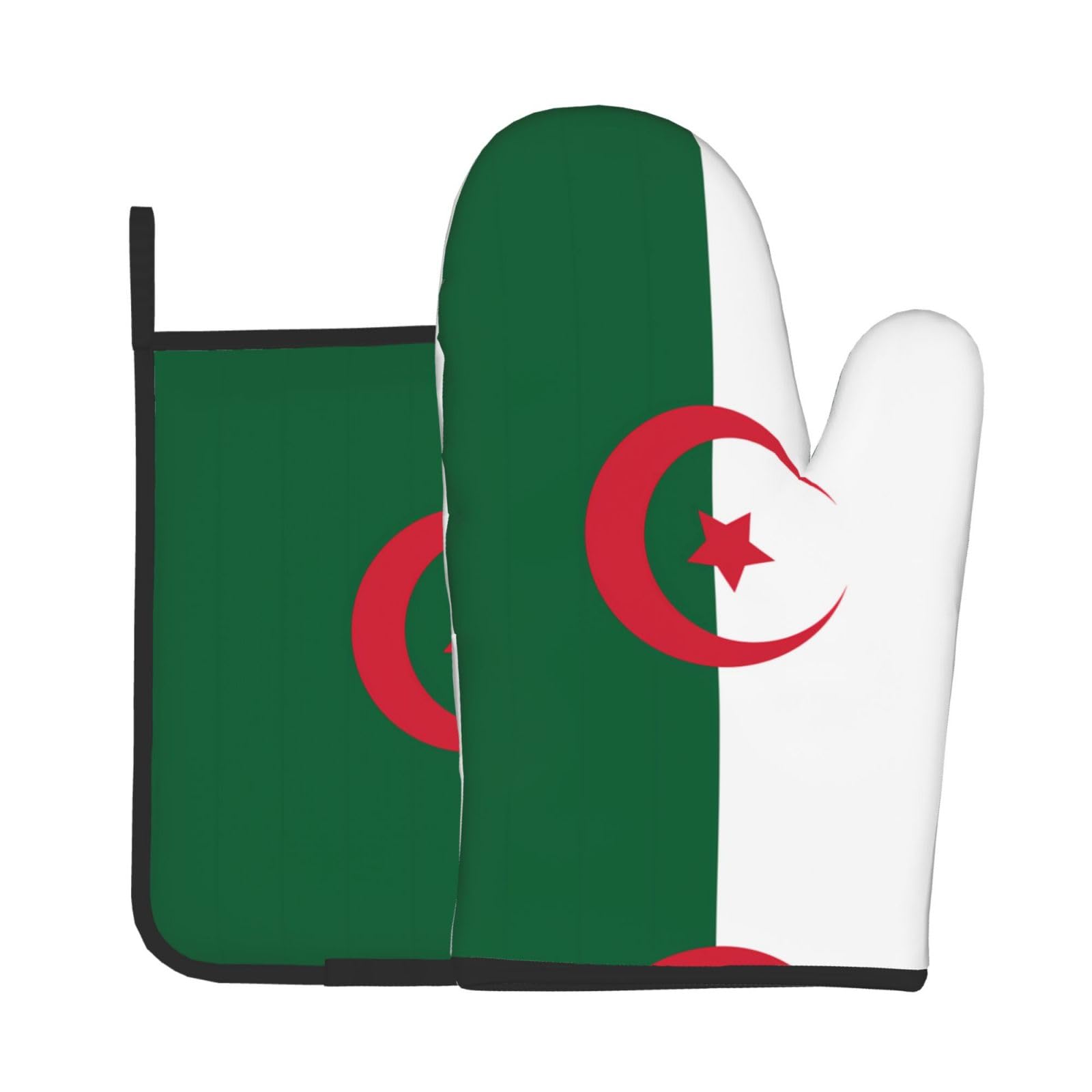 Oven Mitts and Potholders Set of 2 for Kitchen Baking Cooking GrayFlag of Algeria Thick and Durable