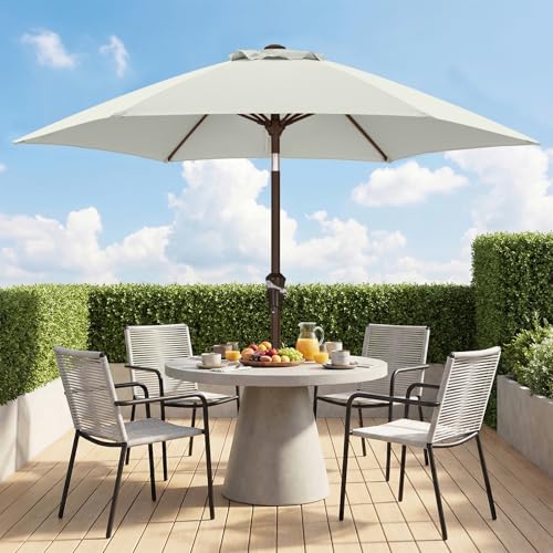 Image of ABCCANOPY 7.5FT Outdoor Patio Umbrella, UV Protection Table Umbrella w /Crank for Easy Set Up, Suitable for Garden, Lawn, Deck & Backyard (Light Beige) | Fade & UV Resistant Fabric,6 Fiberglass Ribs,Smooth Crank System,Wind Resistance,Great for Patio,Backyard,Garden,Deck