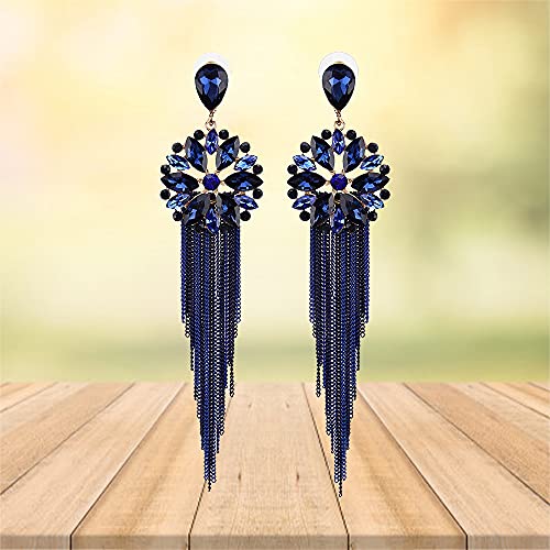 Sparkly Crystal Tassel Earrings for Women